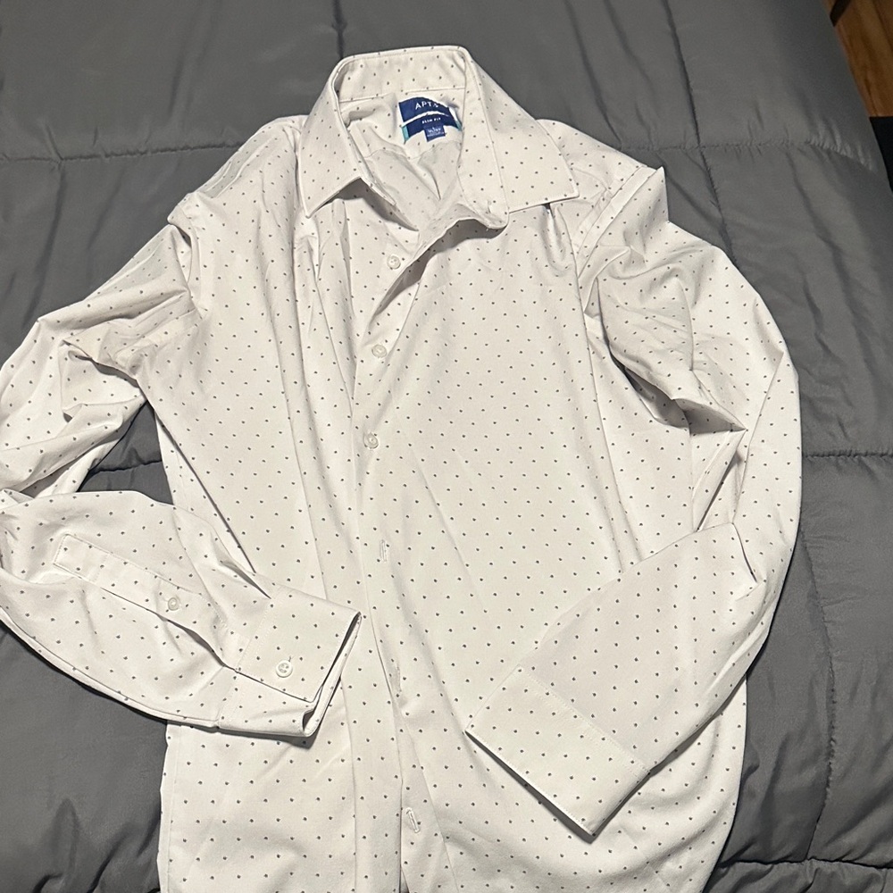 APT9 White Dress Shirt with Blue Hash Marks